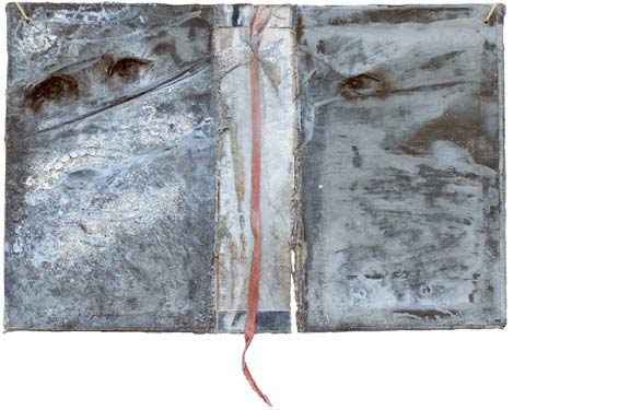 Natalija Šeruga Golob: Salve Regina, Brass Weights, Santa Maria della Misericordia, small-scale painting. The Brass Weights are produced in a painting technique using wax, pigments and ink on covers of old books. - (Pascal is attempting to strike a balance between what he sees as a need to respect the spiritual while at the same time trying to satisfy the demands of seventeenth-century thinkers who, some might say, require evidence for belief. In line with Pascal’s thinking is Otto’s idea of the rational and non-rational, which was to prove highly significant for his study. Otto questions whether, in our idea of God, the non-rational is overborne and perhaps wholly excluded by the rational or, conversely, does the non-rational itself preponderate over the rational? Adapted from: Mary Catherine Theresa Bridget Jones: The Discourses of the Secular Sublime and the Concepts of the Numinous and Mysterium Tremendum in the Work of Rudolf Otto, Thesis submitted for the degree of Doctor of Philosophy at the University of Leicester, Department of English, University of Leicester, 2017)