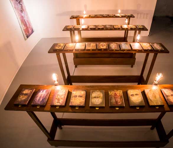 Natalija Šeruga Golob: Salve Regina III (art exhibition), 2019. (In fact, every human union has its model and its justification in the hierogamy, the cosmic union of the elements. Specifies that his wives must present themselves to the emperor to cohabit with him in the first month of spring, when thunder is heard. Thus the cosmic example is followed by the sovereign and the whole people. Marital union is a rite integrated with the cosmic rhythm and validated by that integration. Adopted from: Mircea Eliade: Cosmos and Hitory, The Myth of the Eternal Return, Divine Models of Rituals, (Le Mythe de l'éternel retour: archétypes et répétition, Paris, Librairie Gallimard, 1949), originally published in 1954 by Pantheon Books under the title The Myth of the Eternal Return.)