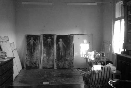 Studio, Radenci, Slovenia, 2017 Mysteriosum tremendum as the sign that painting, creating is going into something old-new. The process of painting as every ritual has a divine model, an archetype; I have to do what the gods did in the beginning. Painting, as manipulation of paint, is mysterious. Because moving – even unconsciously moving – the brush one way rather than the other will completely alter the implications of the image, by accident, makes a mark which gives a resonance to the other marks; and this leads on to a further development of the image. Passion of creating lasts and passion and freedom is seductive.