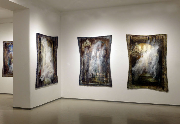 Photo 2 of the painting exhibition From the Collection of W. B Protocol (Presence of J. P.)  by artist Natalija Šeruga Golob held in November 2024 at Bezigrajska galeija 1, Ljubljana, Slovenia.