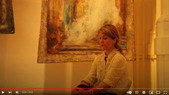 In the video Natalija Šeruga Golob is talking about her approach to painting. The creative process is to maintain spontaneity. And she approaches every painting with the idea of time. She wants the paintings to look old and decaying, like time was the creator of them.